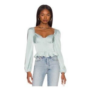 NEW Astr Long Sleeve Blouse Top Hook & Eye Front Closure Sweetheart Neckline M